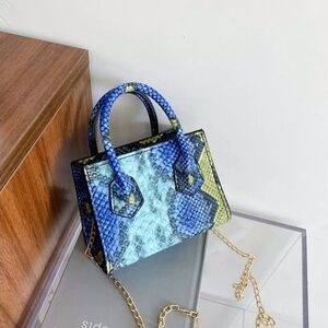 Snakeskin Mini Crossbody Bag - Blue